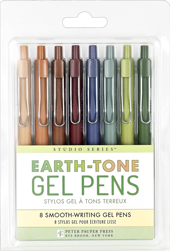 Earth - Tone Gel Pens - 8 Smooth Writing Pens - 9781441344144 - Peter Pauper Press - Peter Pauper Press - The Little Lost Bookshop