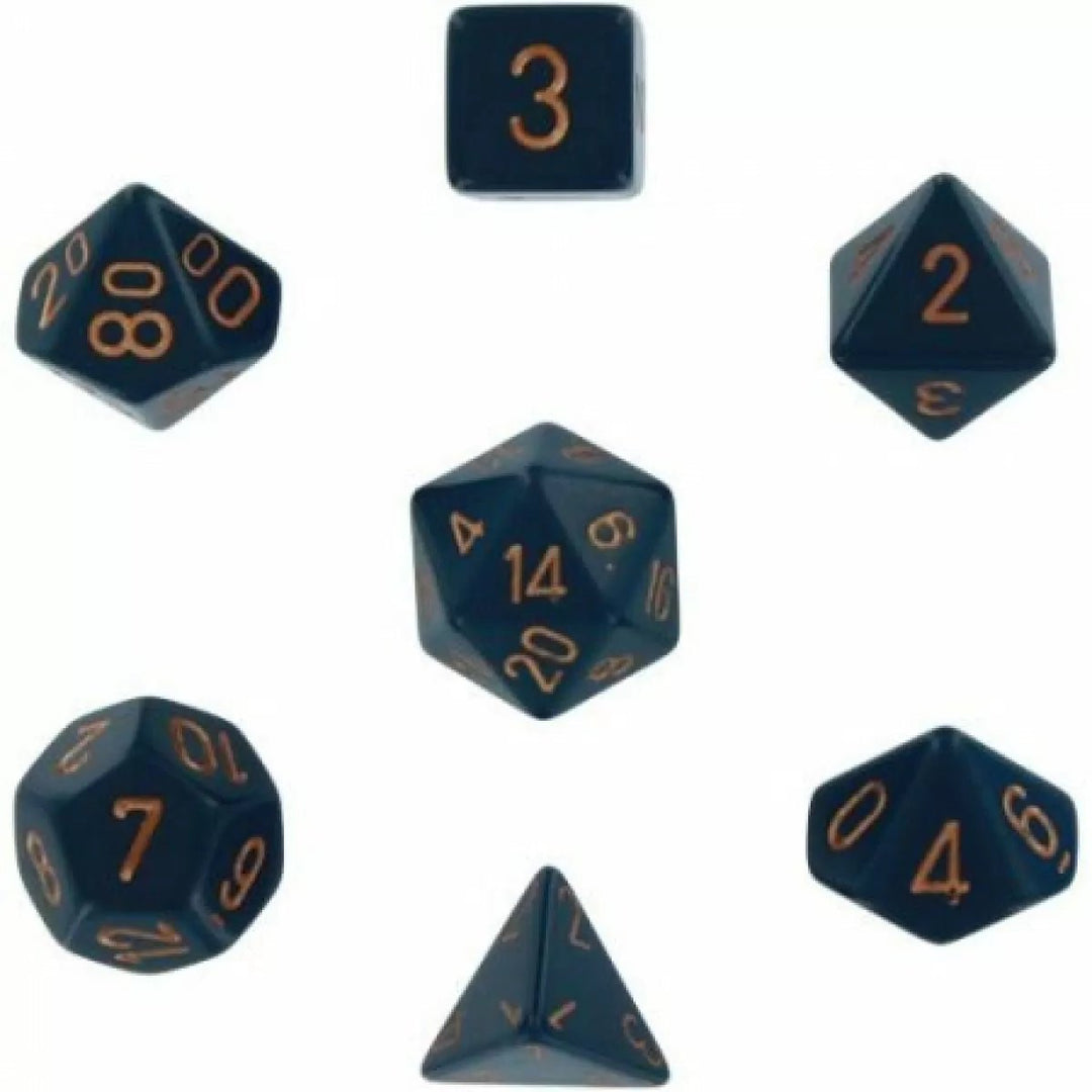Chessex Polyhedral 7 Die Set (Dusty Blue/Copper) - 601982021368 - Board Games - The Little Lost Bookshop