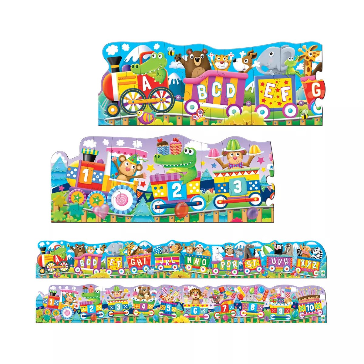 ABC and 123 Trains Puzzle - 657092854631 - Jedko Games - The Little Lost Bookshop