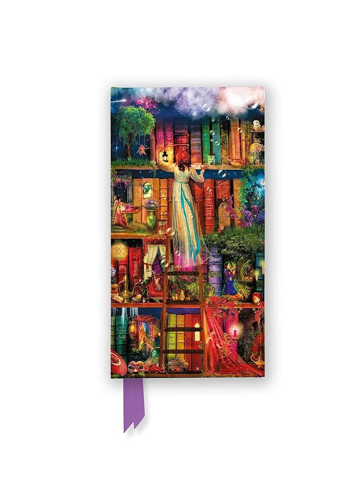 Aimee Stewart: Treasure Hunt Bookshelves (Foiled Slimline Journal) (Flame Tree Slimline Journals) - 9781804177747 - Flame Tree Studio - Flame Tree Gift - The Little Lost Bookshop