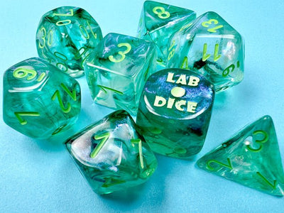 Chessex D7-Die Set Borealis Polyhedral Kelp/light green Luminary 7-Die Set (with bonus die) - 601982038496 - VR - The Little Lost Bookshop