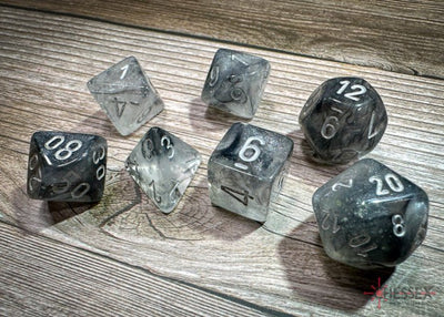 Chessex D7-Die Set Borealis Polyhedral Light Smoke/silver Luminary 7-Die Set - 601982031688 - VR - The Little Lost Bookshop