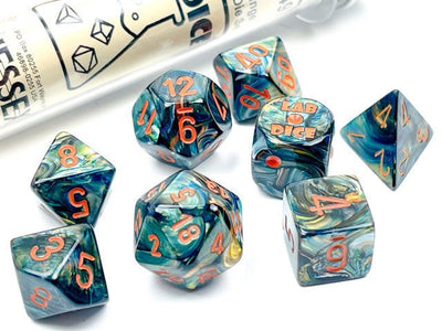 Chessex D7-Die Set Lustrous Polyhedral Alpestris/orange 7-Die Set (with bonus die) - 601982036430 - VR - The Little Lost Bookshop