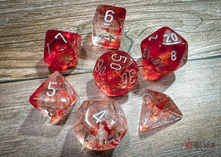 Chessex D7-Die Set Nebula Polyhedral Red/silver Luminary 7-Die Set