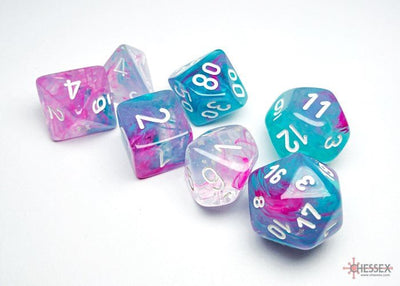 Chessex D7 - Die Set Nebula Wisteria/White Polyhedral - 601982032166 - Dice - Chessex - The Little Lost Bookshop