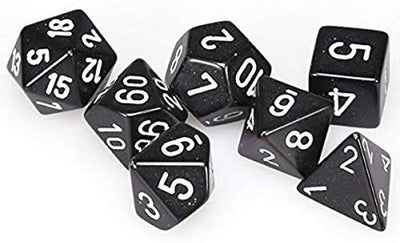 Chessex D7-Die Set Opaque Polyhedral Black/white 7-Die Set - 850365002160 - VR - The Little Lost Bookshop