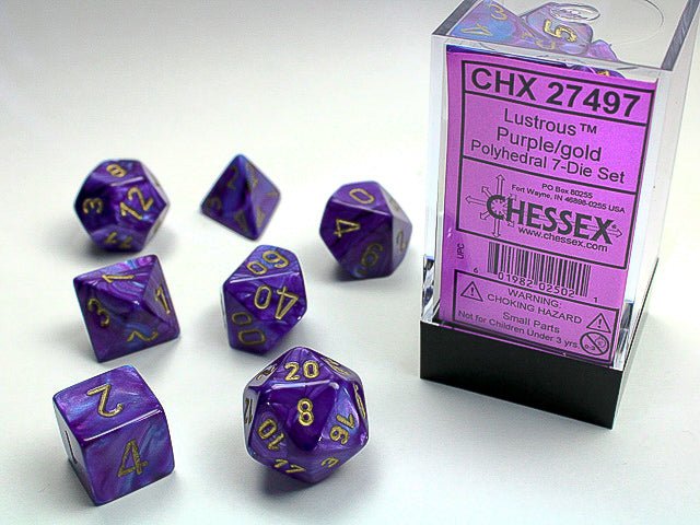 Chessex Lustrous Purple/Gold 7 Die Set - 601982025021 - Board Games - The Little Lost Bookshop