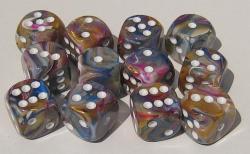 D6 Dice Festive Carousel/White 16mm - 601982025397 - VR - The Little Lost Bookshop