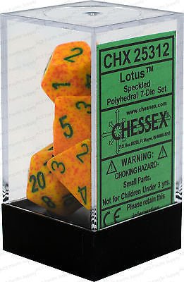 D7 - Die Set Dice Speckled Polyhedral Lotus (7 Dice in Display) - 601982021047 - Dice Sets & Games - Chessex - The Little Lost Bookshop