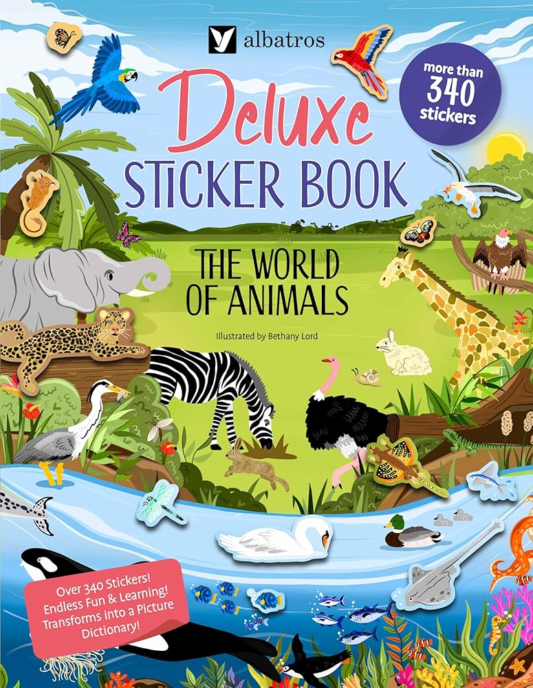 Deluxe Sticker Book: The World of Animals (Deluxe Sticker Books) - 9788000074665 - Barbara Pospisilova, Joli Hannah, Bethany Lord - Albatros Media - The Little Lost Bookshop