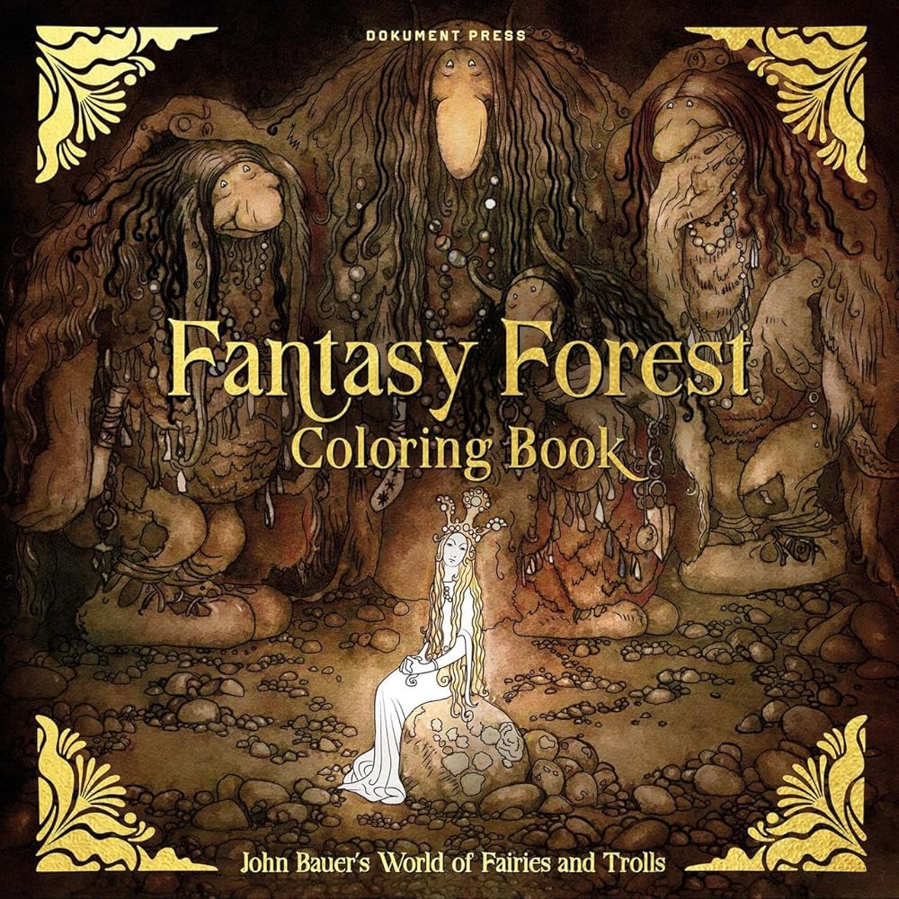 Fantasy Forest Coloring Book: John Bauer's World of Fairies and Trolls - 9789188369895 - John Bauer - Dokument Press - The Little Lost Bookshop