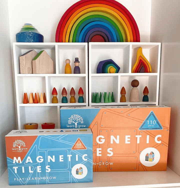 Learn & Grow Magnetic Tiles - 110 piece set - New Design - Learn and Grow Toys - The Little Lost Bookshop
