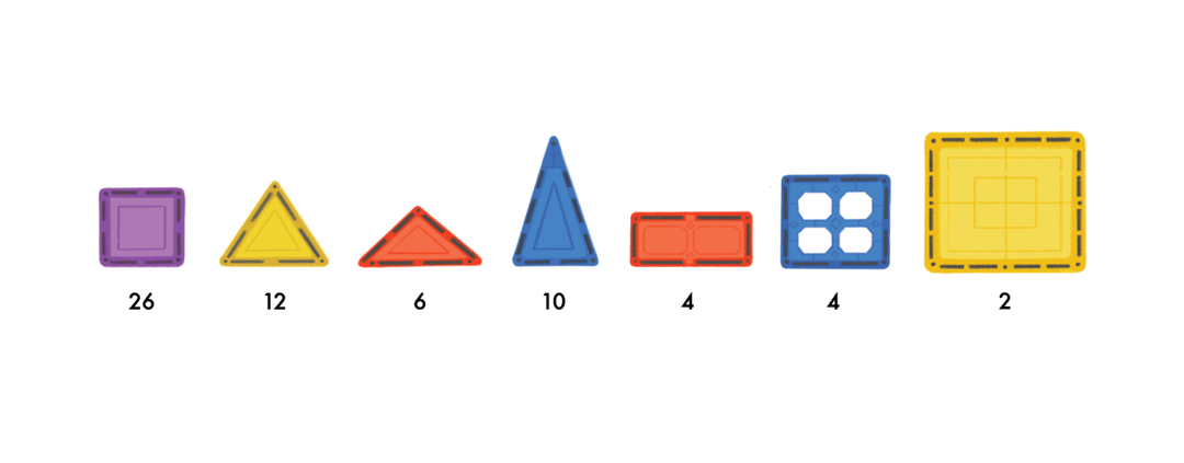 Learn & Grow Magnetic Tiles - 64 piece set - New Design - MT - 64PC - S - Learn and Grow Toys - The Little Lost Bookshop