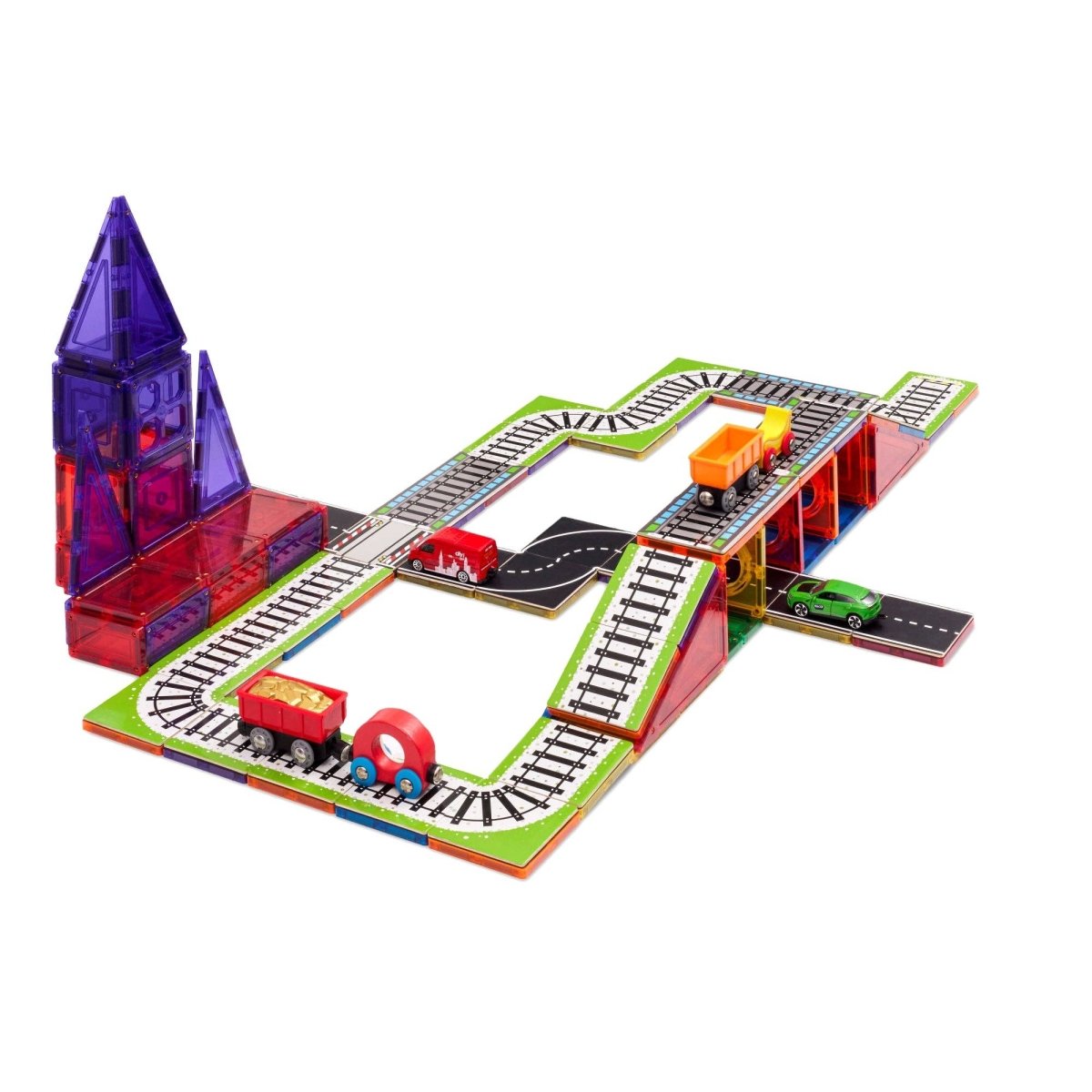 Learn & Grow Toys - Magnetic Tile Topper - Train Pack (36 Pi - MTT - 36PC - TRAIN - Learn and Grow Toys - The Little Lost Bookshop