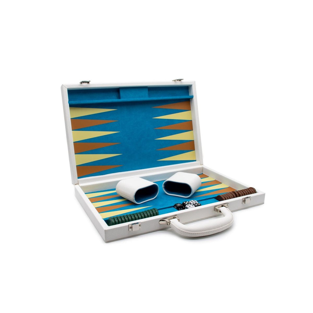 LPG Classics Leather Backgammon Set - White - 9360578000897 - Game - Let's Play Games - The Little Lost Bookshop