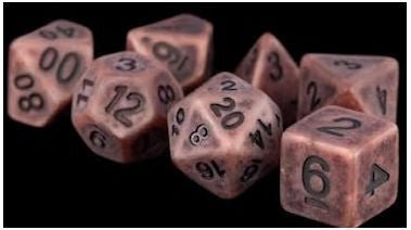 MDG Polyhedral Resin Dice Set - Ancient Copper - 680599383182 - Dice - Metallic Dice Games - The Little Lost Bookshop