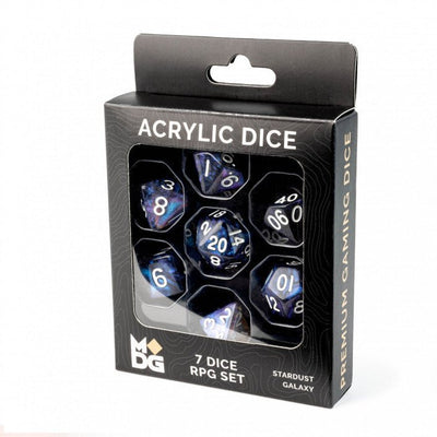 MDG Stardust Galaxy 16mm Acrylic Dice Set - 687700231516 - Dice - Metallic Dice Games - The Little Lost Bookshop
