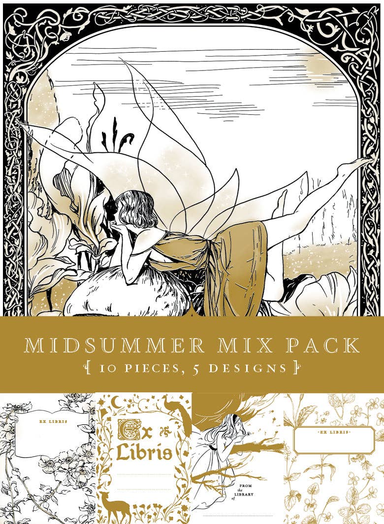 Midsummer Mixed Bookplates - 10 pack - 739601496065 - Bookplate - Fleur & Fable - The Little Lost Bookshop