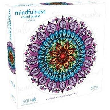 Mindful Living - Mindfulness Mandala Round Puzzle - Balance, 500 pcs BONUS Mandala Colouring Sheet - ML2104 - Axis Toys & Gifts - The Little Lost Bookshop