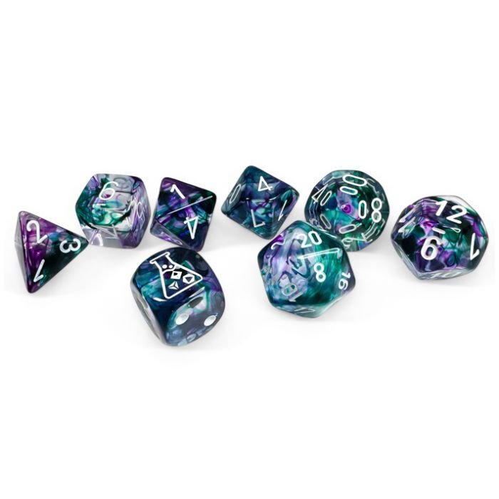 Nebula Fluorite/white Polyhedral 7 - Dice Set (with bonus die) - 601982045463 - The Little Lost Bookshop - The Little Lost Bookshop