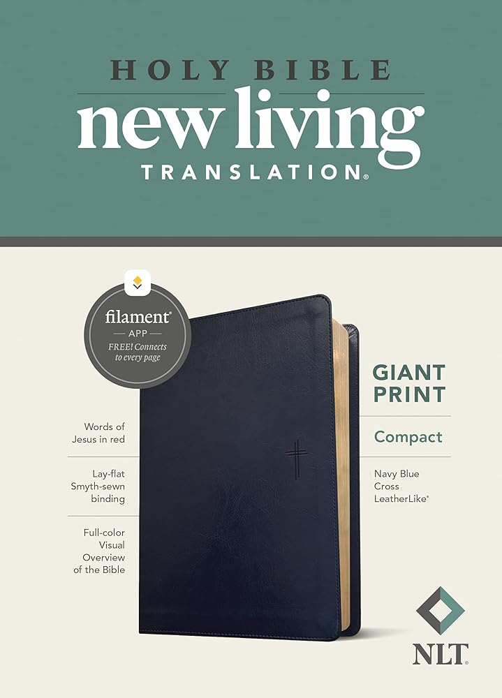 NLT Compact Giant Print Bible, Filament Enabled (LeatherLike, Navy Blue Cross, Red Letter) - 9781496460646 - Tyndale - Tyndale House Publishers - The Little Lost Bookshop