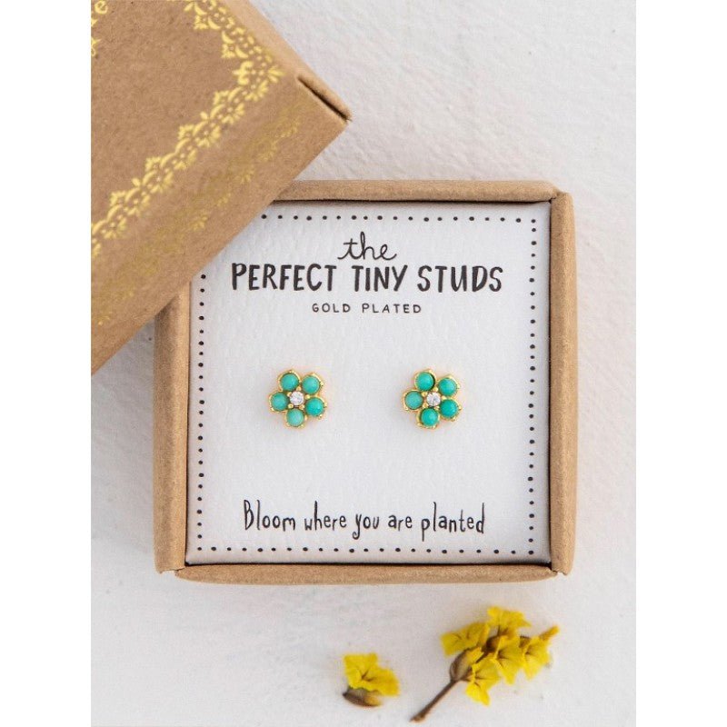 Perfect Tiny Studs: Turquoise Daisy - ERNG000026 - Natural Life - The Little Lost Bookshop