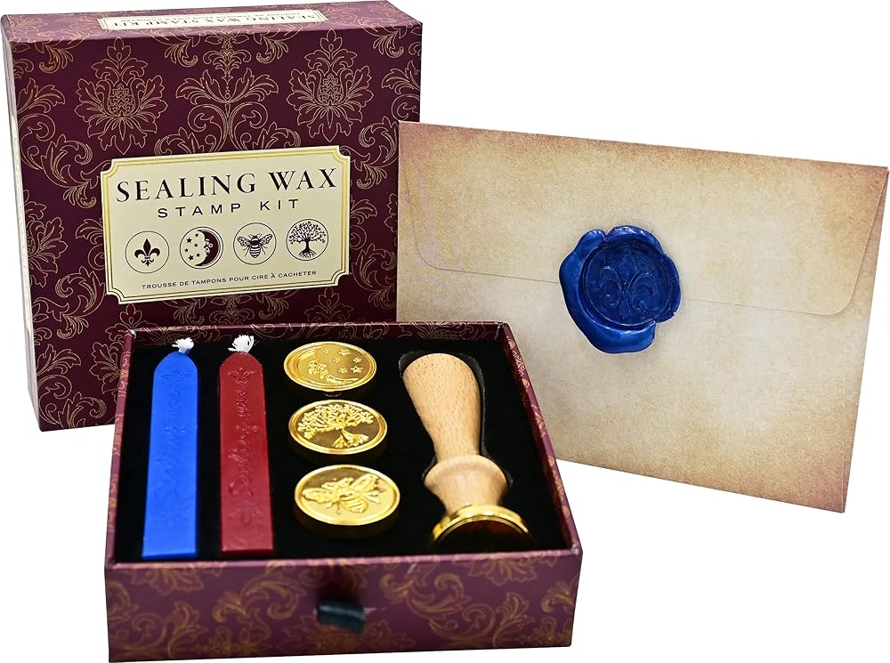 Sealing Wax Stamp Kit (included 4 seals, wood handle, and 2 wax sticks) - 9781441340832 - Peter Pauper Press, Inc. - Peter Pauper Press - The Little Lost Bookshop