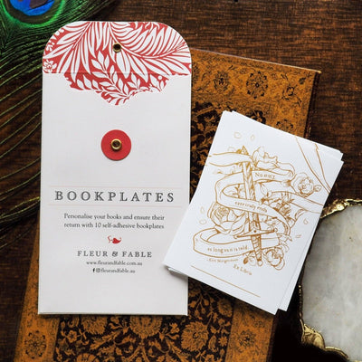 Shadowsteel Bookplates - 10 pack - 739601495983 - Bookplate - Fleur & Fable - The Little Lost Bookshop