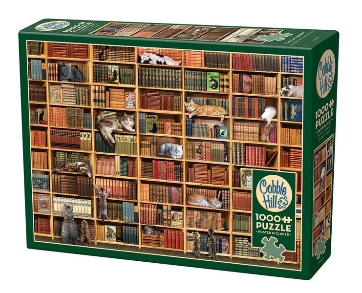 The Cat Library Puzzle (1000pc) - 625012401395 - Puzzle - Cobble Hill - The Little Lost Bookshop