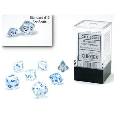 CHESSEX Borealis Mini Icicle/Light Blue Luminary 7 Die Set - 601982035228 - Board Games - The Little Lost Bookshop