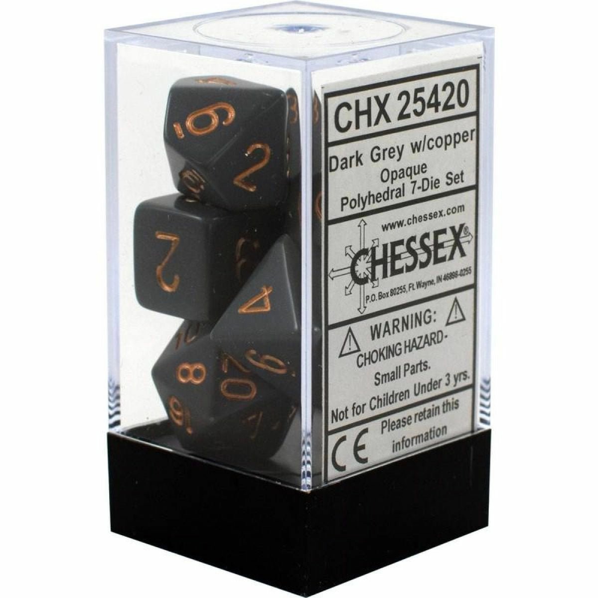 Chessex Polyhedral 7 Die Set (Dark Grey/Copper) - 601982021351 - Board Games - The Little Lost Bookshop
