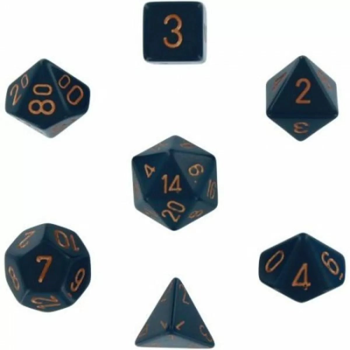 Chessex Polyhedral 7 Die Set (Dusty Blue/Copper) - 601982021368 - Board Games - The Little Lost Bookshop