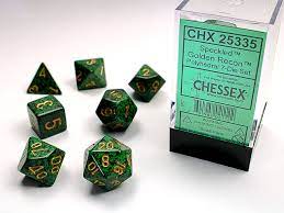 Chessex Speckled Golden Recon 7 Die Set - 601982021122 - Board Games - The Little Lost Bookshop
