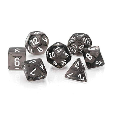 Chessex Translucent Polyhedral Smoke/White 7 Die Set - 601982009960 - Let's Play Games - The Little Lost Bookshop