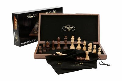 Dal Rossi Chess Set Walnut Inlaid 15'' - 9331863000397 - Chess - Dal Rossi - The Little Lost Bookshop