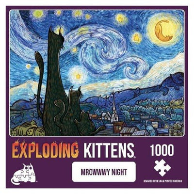 Exploding Kittens Mrowwwy Night Puzzle (1000pc) - 810083042954 - Board Games - The Little Lost Bookshop