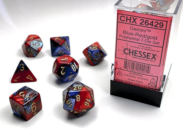 Gemini Blue-Red/Gold Dice Set - 601982022914 - Board Games - The Little Lost Bookshop