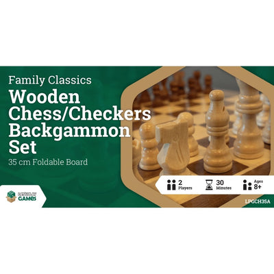 LPG Wooden Folding Chess/Checkers/Backgammon Set 35cm - 742033921968 - Let's Play Games - Board Games - The Little Lost Bookshop