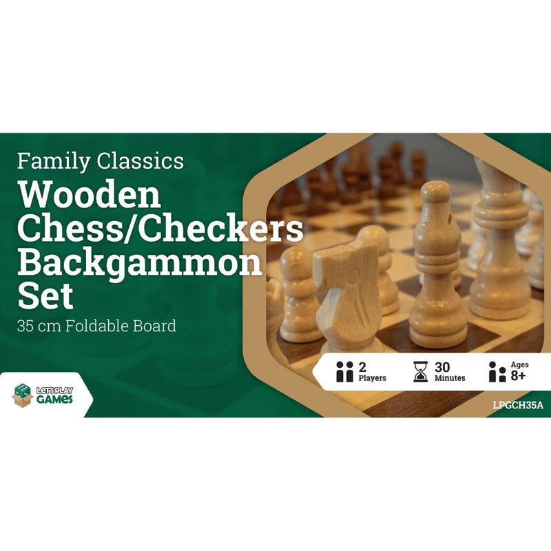 LPG Wooden Folding Chess/Checkers/Backgammon Set 35cm - 742033921968 - Let&