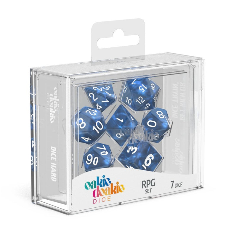 Oakie Doakie Dice RPG Set Blue Marble 7 Set - 4056133700993 - Dice - Oakie Doakie - The Little Lost Bookshop