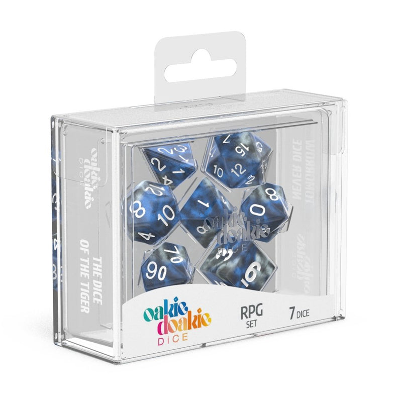 Oakie Doakie Dice RPG Set GemiDice - Liquid Steel (7) - 4056133701389 - Dice - Oakie Doakie - The Little Lost Bookshop