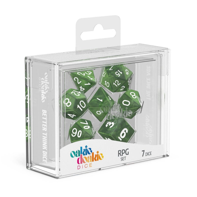 Oakie Doakie Dice RPG Set Marble Green - 4056133700986 - Dice - Oakie Doakie - The Little Lost Bookshop