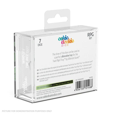 Oakie Doakie Dice RPG Set Metal Glow in the Dark - Druids Blaze (7) - 4056133701488 - Dice - Oakie Doakie - The Little Lost Bookshop