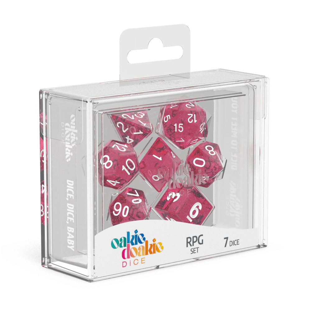 Oakie Doakie Dice RPG Set Speckled Pink (7) - 4056133701150 - Board Games - The Little Lost Bookshop