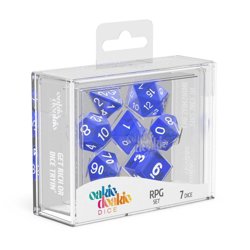 Oakie Doakie Dice RPG Set Translucent - Blue (7) - 4056133701075 - Dice - Oakie Doakie - The Little Lost Bookshop