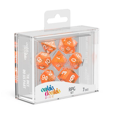 Oakie Doakie Dice RPG Set Translucent - Orange (7) - 4056133701105 - Dice - Oakie Doakie - The Little Lost Bookshop