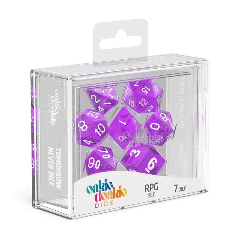 Oakie Doakie Dice RPG Set Translucent - Purple (7) - 4056133701099 - Dice - Oakie Doakie - The Little Lost Bookshop