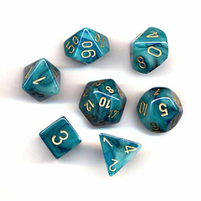 Phantom Teal/Gold Polyhedral 7-Die Set - 601982024970 - Let's Play Games - The Little Lost Bookshop - The Little Lost Bookshop