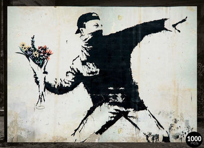 Puzzle: Banksy – Flower Thrower (1000 Pieces) - 714832101001 - Jigsaw Puzzle - Banksy - The Little Lost Bookshop