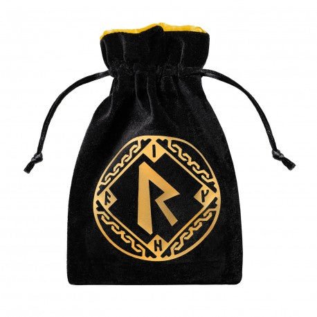 Runic Black and Golden Velour Dice Bag - 5907699496013 - Board Games - The Little Lost Bookshop